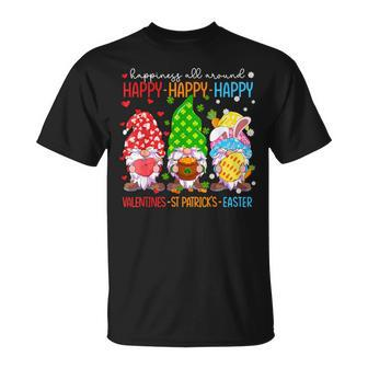 Happy Valentines St Patrick Easter Happy Holiday Gnome T-Shirt - Seseable