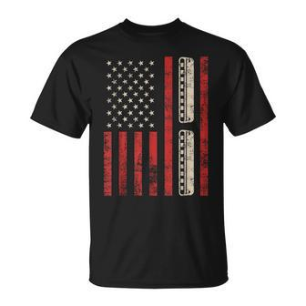 Harmonica Vintage American Flag Patriotic Harmonica Player T-Shirt - Monsterry UK