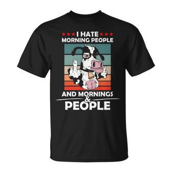 I Hate Morning People And Mornings And People Cool Cow T-Shirt | Mazezy