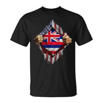 Hawaiian American Flag Hawaii Flag T-Shirt - Monsterry DE