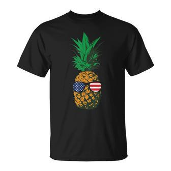 Hawaiian Pineapple American Flag Sunglasses 4Th Of July T-Shirt - Monsterry AU