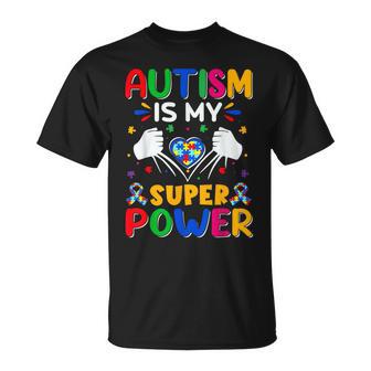 Heart Autism Is My Superpower Autism Awareness T-Shirt - Thegiftio
