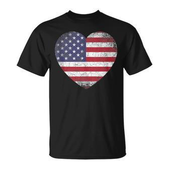 Heart Love 4Th Of July American Flag Usa America Mom Women T-Shirt - Monsterry