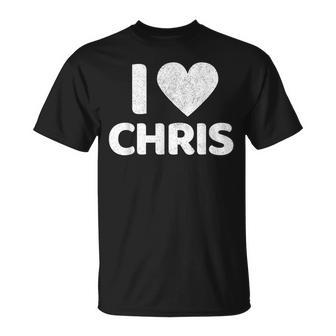 I Heart Love Chris Boyfriend Name Chris T-Shirt - Seseable