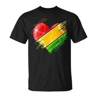 Heart In Pan African Colors Celebrate Afro American Heritage T-Shirt - Seseable