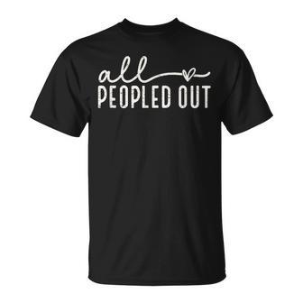 Heart Vintage Retro All Peopled Out T-Shirt - Seseable