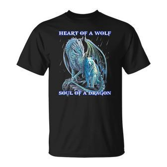 Heart Of Wolf Soul Of A Dragon T-Shirt - Thegiftio UK