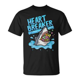 Heartbreaker Shark Eating Hearts Valentine's Day T-Shirt - Monsterry