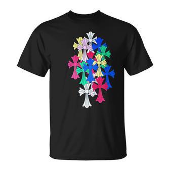 Hearts Multicolor Cross Cemetery T-Shirt - Monsterry CA