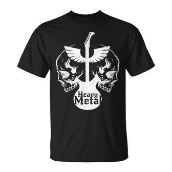 Heavy Metal Flying Guitars With Skulls Rock T-Shirt - Monsterry
