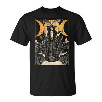 Hecate Triple Moon Goddess Wiccan Wicca Pagan Witch T-Shirt - Seseable