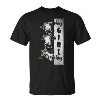 Heifer Hay Girl Hay Crazy Cow With Boho Flowers T-Shirt | Mazezy