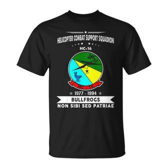 Helicopter Combat Support Squadron 16 Hc 16 Helsuppron 16 Bullfrogs T-Shirt | Mazezy