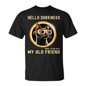 Hello Darkness My Old Friend Cat Solar Eclipse 08 April 2024 T-Shirt | Mazezy
