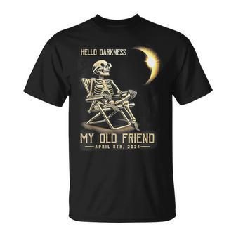 Hello Darkness My Old Friend Skeleton Solar Eclipse T-Shirt - Monsterry DE