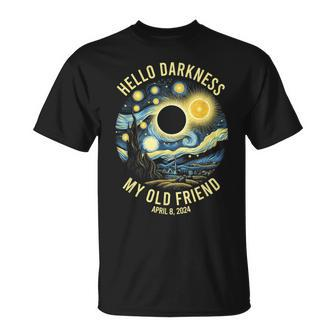 Hello Darkness My Old Friend Solar Eclipse April 8 2024 T-Shirt - Seseable