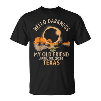 Hello Darkness My Old Friend Total Solar Eclipse 2024 Texas T-Shirt - Seseable