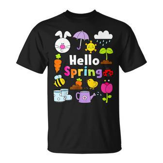 Hello Spring And Easter Day 2024 Bunny Hello Spring Toddler T-Shirt - Seseable