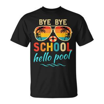 Hello Summer Vacation Bye Bye School Hello Pool Vintage T-Shirt - Seseable