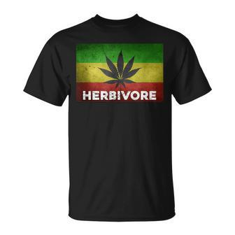 Herbivore Pun Marijuana Weed Cannabis Leaf Jamaican T-Shirt - Monsterry