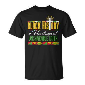 Heritage Of Unshakable Faith Black History Month Pride T-Shirt - Seseable