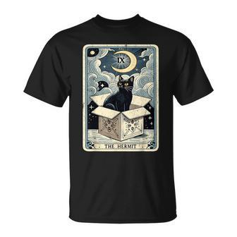 The Hermit Tarot Card Cat In Box Mystic Cat T-Shirt - Seseable