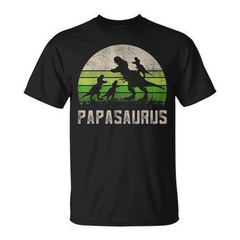 Herren 3 Kinder Saurier Papa T-Stück Spaßatertag Dinosaurierati T-Shirt - Geschenkecke