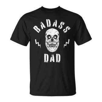 Herren Badass Dad Coolatertag Papa Schädel T-Shirt - Geschenkecke