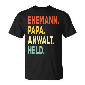 Herren Ehemann Papa Anwalt Held Retro-Jahrgangatertag T-Shirt - Geschenkecke