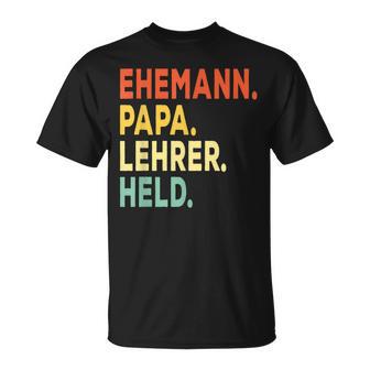 Herren Ehemann Papa Lehrer Held Retro-Jahrgangatertag T-Shirt - Geschenkecke