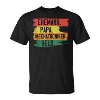 Herren Ehemann Papa Mechatroniker Heldateratertag Geschenk T-Shirt - Geschenkecke