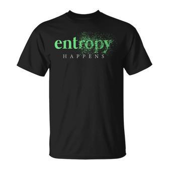 Herren-T-Shirt Entropy Happens, Grün auf Schwarz, Wissenschafts-Design - Seseable