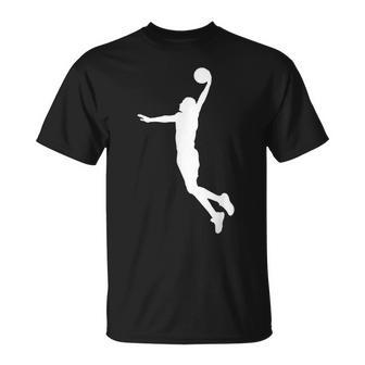 Herren T-Shirt mit Basketball-Silhouetten-Design in Schwarz, Sportliches Tee - Seseable