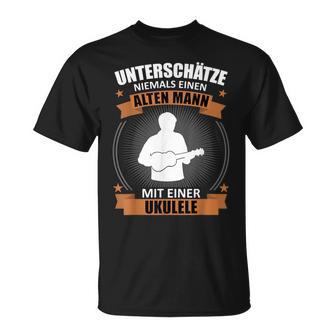 Herren Ukulele Spieler Ukulelist Alter Mann Spruch Lustig Musiker T-Shirt - Geschenkecke