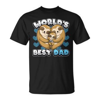 Herrenatertag World's Best Dad Niedlicher Faultier Papa Herz Familie T-Shirt - Geschenkecke