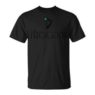 Higgins Surname Irish Family Name Heraldic Celtic Harp T-Shirt - Seseable