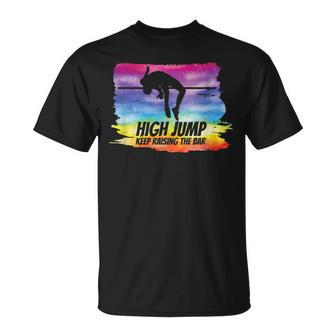 High Jump Keep Raising The Bar Retro Colors Track & Field T-Shirt - Monsterry