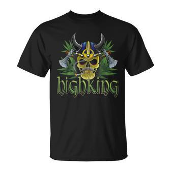 High King Skull Cannabis Smoker Marijuana Smoking Viking T-Shirt - Monsterry UK