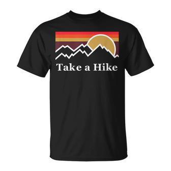 Take A Hike Sunset Graphik Sunrise Hiking Outdoor T-Shirt - Monsterry