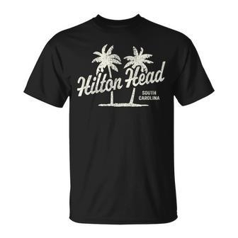 Hilton Head Island South Carolina Vintage 70S Palm Trees Gra T-Shirt - Monsterry DE