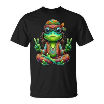 Hippie Blume Frieden Seele Liebe Frosch T-Shirt - Seseable