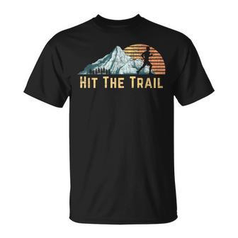 Hit The Trail Vintage Mountain Runner Retro Trail Running T-Shirt - Monsterry