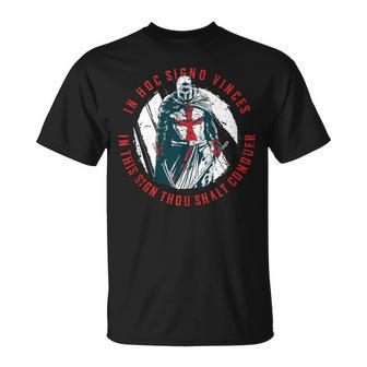 In Hoc Signo Vinces Medieval Aesthetics Knight Cross Warrior T-Shirt - Monsterry UK