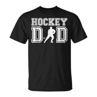 Hockey Dad Father's Day Ice Hockey Vintage Daddy Papa Father T-Shirt - Thegiftio UK