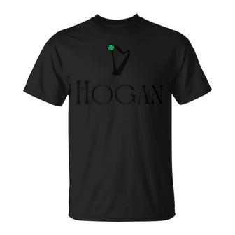 Hogan Surname Irish Family Name Heraldic Celtic Harp T-Shirt - Seseable