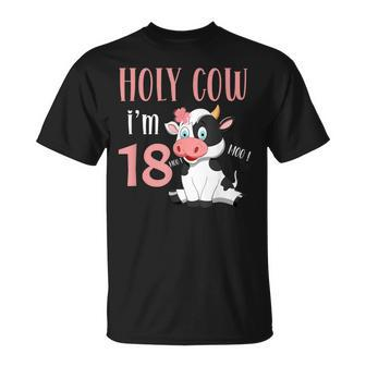 Holy Cow I'm 18 Cow Girl Birthday 18 Years Old T-Shirt - Monsterry UK