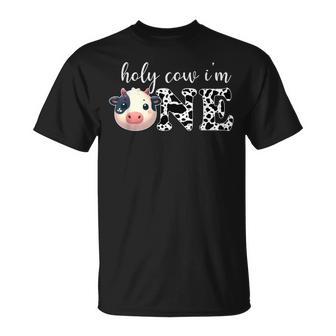 Holy Cow I'm One Cute Dairy Cow Farm Animal 1St Birthday T-Shirt - Monsterry DE