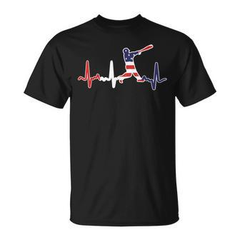 Home Run Baseball Flag Baseball Heartbeat T-Shirt - Thegiftio UK