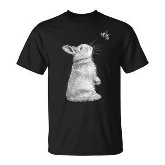 Honey Bunny Illustration Of Rabbit & Bumble Bee T-Shirt - Monsterry CA