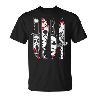 Horror Movie Characters In Knives Horror Characters T-Shirt - Monsterry